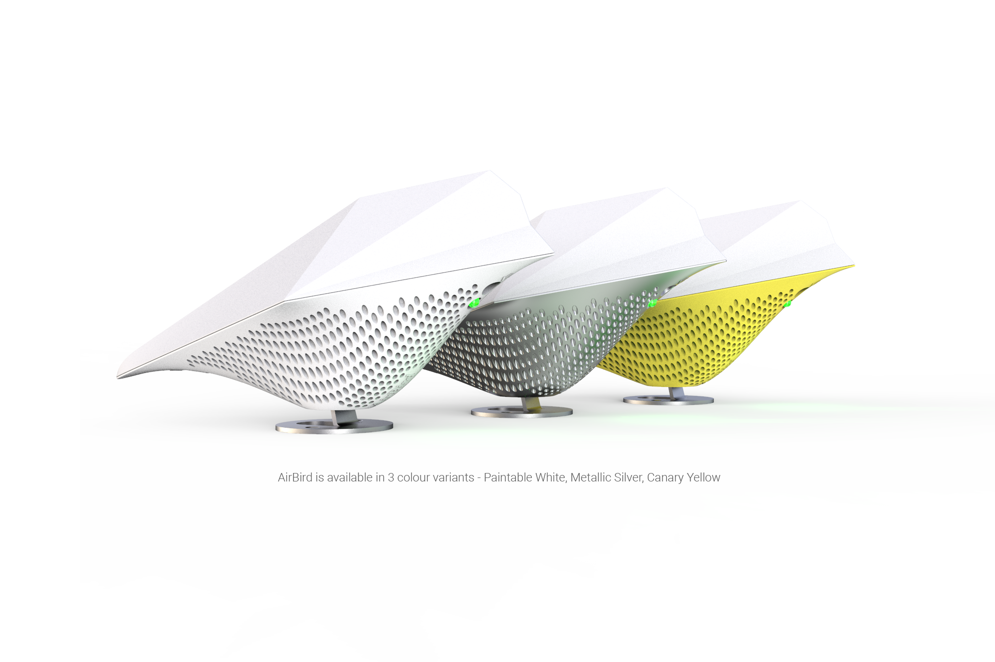 AirBird available in 3 color varients-paintable white-metalic silver-canary yellow